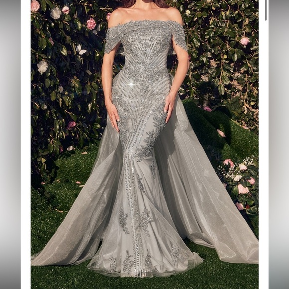 andrea & leo couture Dresses & Skirts - Andrea & Leo Couture
STYLE #MA103 Sz 10 Elegant Off-Shoulder Gray Evening Gown